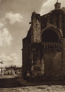 Mexico: Cuernavaca, Gedeeltelijk zicht op de kathedraal (z/w foto) door Hugo Brehme