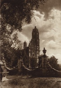 Mexico: Kerk van Tepozotlan (z/w foto) door Hugo Brehme