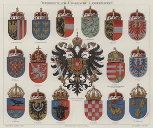 Wapenschilden van het Oostenrijks-Hongaarse Rijk door Hugo Gerard (after) Strohl