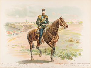 Ruiterportret van Nicolaas II van Rusland door Hugo Karlovich Bakmanson