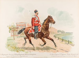 Ruiterportret van Nicolaas II van Rusland door Hugo Karlovich Bakmanson