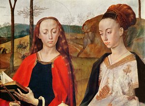 Heilige Margarete en Heilige Maria Magdalena (detail) door Hugo van der Goes