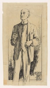 Portret van Adriaan Pit door Huib Luns (signed by artist)