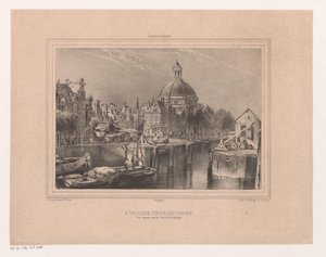 Gezicht op de Stromarkt, het Singel en de Lutherse kerk door Huib van Hove Bz