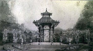Ontwerp voor een volière en pergola in Chinese stijl door Humphry Repton
