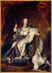 Portret van Lodewijk XV als vijfjarig kind in heilige kleding, koning van Frankrijk