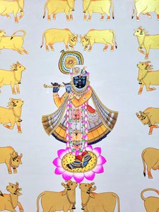 Krishna tussen de gouden koeien