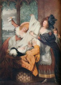 Vrolijke Vrouwen van Windsor: Acte III, Scène III, 18e eeuw door I. P. Simon