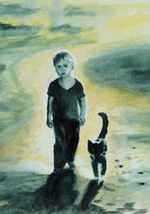 Jongen en kat lopen door Ida Publishing
