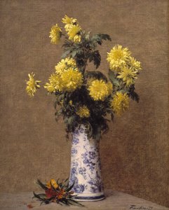 Chrysanten door Ignace Henri Jean Fantin Latour