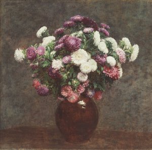 Asters in een vaas door Ignace Henri Jean Fantin Latour