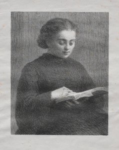 Lezen: Portret van de Zus van de Kunstenaar door Ignace Henri Jean Fantin Latour