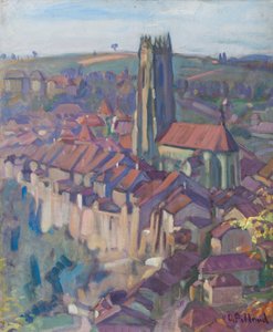 Uitzicht op Fribourg door Ignace Nazaire Oswald Pilloud