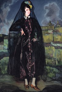 Portret van Anita Ramirez in Zwart door Ignacio Zuloaga y Zabaleta