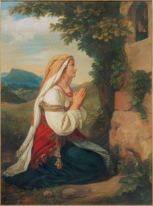 Biddende Italiaanse vrouw bij Rome door Ignaz Schmidt