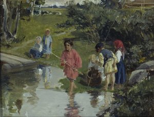 Kinderen vissen, 1882