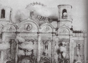 De Sloop van de Kathedraal van Christus de Verlosser in Moskou, 1931 door Ilya Arnoldovich Ilf