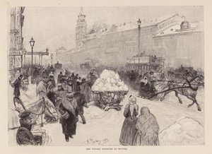 De Nevsky Prospekt in de winter door Ilya Efimovich (after) Repin
