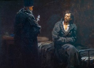 Voor de biecht door Ilya Efimovich Repin