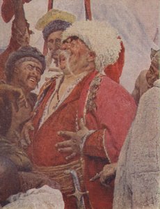 Detail van het schilderij Het Antwoord van de Zaporozhische Kozakken aan Sultan Mehmet IV, 1891