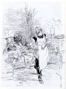 Illustratie voor de roman De dood van Ivan Iljitsj door Leo Tolstoy, 1896 door Ilya Efimovich Repin