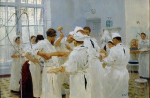 De chirurg Ivan Pavlov in een operatiekamer