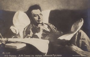 Portret van Russische componist Mikhail Glinka