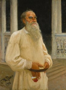 Portret van de auteur Graaf Lev Nikolajevitsj Tolstoj 1828-1910, 1916 door Ilya Efimovich Repin