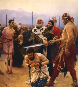 St. Nicolaas redt drie onschuldigen van executie door Ilya Efimovich Repin