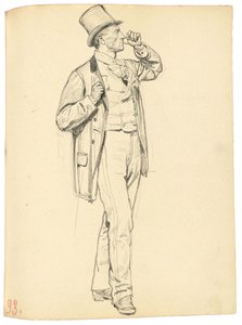 Studie voor "Een Parijse Café": Staande Man met Opgeheven Arm, ca. 1872-1875 door Ilya Efimovich Repin