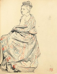 Studie voor "Een Parijse Café": Studie van Jurk voor een Zittende Vrouw, ca. 1872-1875 door Ilya Efimovich Repin