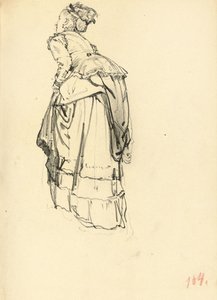 Vrouw in jurk van achteren, c. 1872-1875