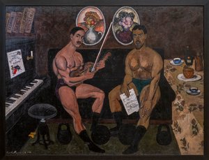 Zelfportret en portret van Pyotr Konchalovsky door Ilya Ivanovich Mashkov