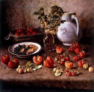 Stilleven met aardbeien 1943 door Ilya Ivanovich Mashkov