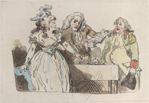 Een jonge erfgename bereidt zich voor om een document te ondertekenen door Imitator of Thomas Rowlandson.