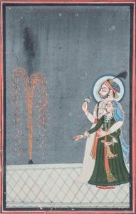 Een Raja en Rani kijken naar vuurwerk, c.1815 door Indian School