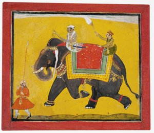 Een raja die op een olifant rijdt, c.1690 door Indian School