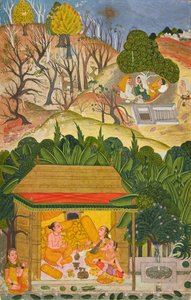 Een zomermaand, folio uit een Baramasa, ca. 1750 door Indian School