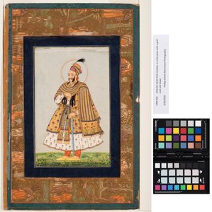 Abdullah Qutb Shah met nimbus, in witte jama met een gouden jas en sjaal, c.1680 door Indian School