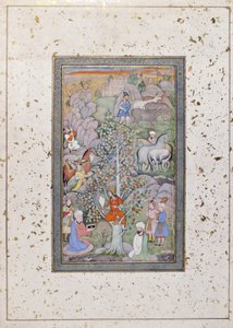 Alexander ondervraagt de filosoof, arts en de beker, c.1610 door Indian School