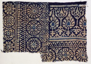 Blokgedrukt textielfragment, Indiaas door Indian School