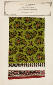 Katoenen palempore of bedekmonster uit Futtygurgh in Bengalen, uit The Collection of the Textile Manufacturers of India, door John Forbes Watson, gepubliceerd in 1866 door Indian School