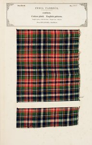 Katoenen ruitmonster uit Mylapore in Madras, uit De Collectie van de Textielfabrikanten van India, door John Forbes Watson, gepubliceerd in 1866 door Indian School