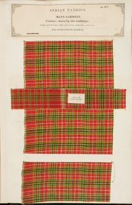 Katoenmonster uit Coonathoor in Madras, uit The Collection of the Textile Manufacturers of India, door John Forbes Watson, gepubliceerd in 1866 door Indian School