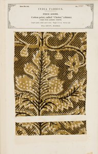 Katoenmonster met chetee (chintz) print uit Arcot in Madras, uit De Collectie van de Textielfabrikanten van India, door John Forbes Watson, gepubliceerd in 1866