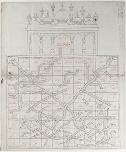 Ontwerp voor het spel Slangen en Ladders door Indian School