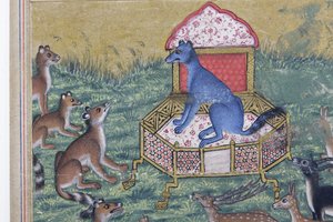 (detail) De jakhals die zichzelf koning uitriep, c.1560-65 door Indian School