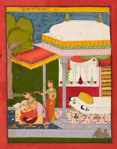 Dhanasri Ragini, folio uit een Ragamala, ca. 1680 door Indian School