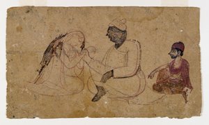 Tekening van Drie Zittende Figuren, ca. 1750
