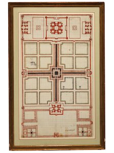 Vroeg schematisch plan van de tuinen van de Taj Mahal, Agra, Noord-India, ca. 1805 door Indian School